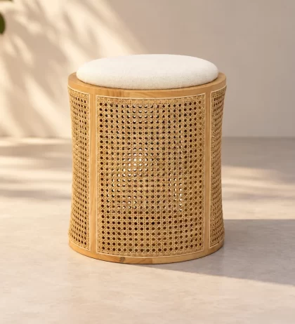 Rattan Round Pouf on rent – Rentals by WedLoc