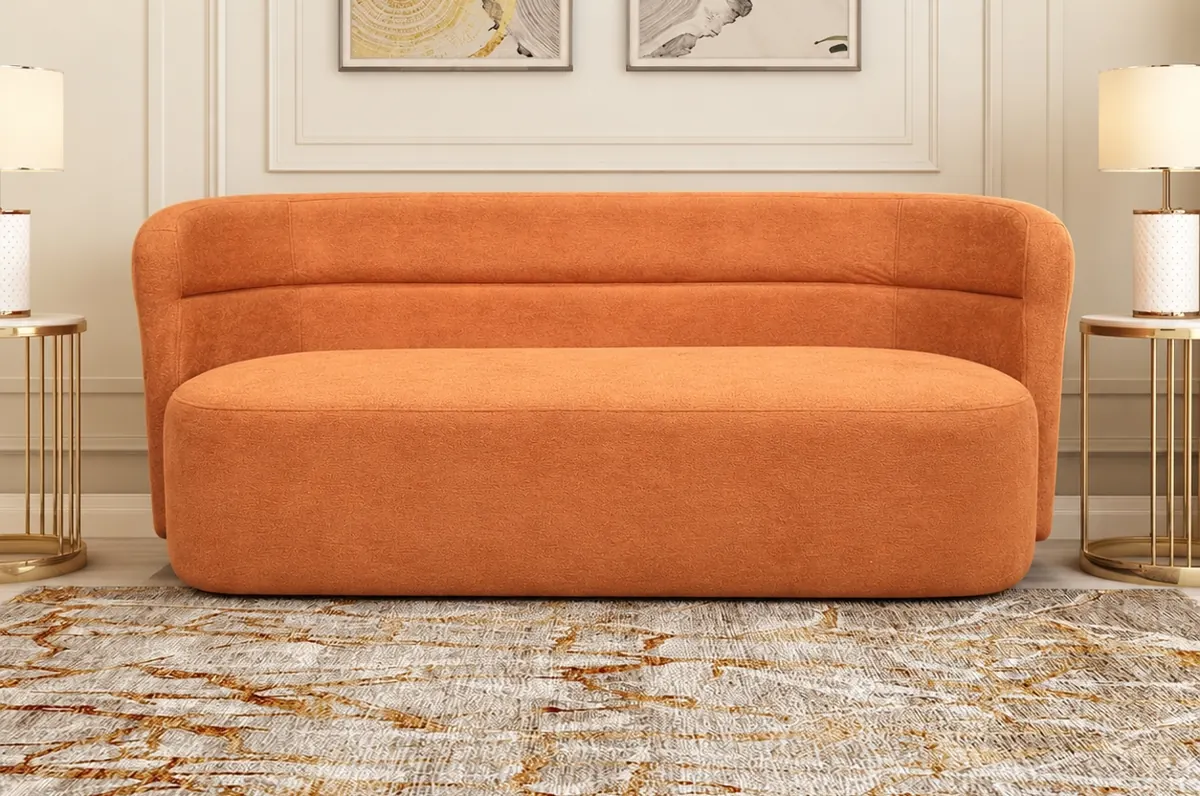 Terracotta Orange Sofa on rent – Rentals by WedLoc